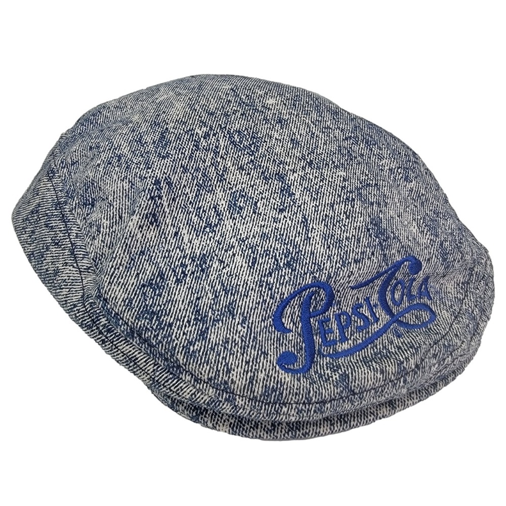 Pepsi-Cola Hat Vintage 80s Stonewash Newsboy Cabbie Flat Cap Snapback USA Made